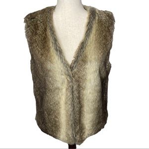 FAUX FUR VEST BROWN AND TAN SIZE MEDIUM The Impeccable Pig